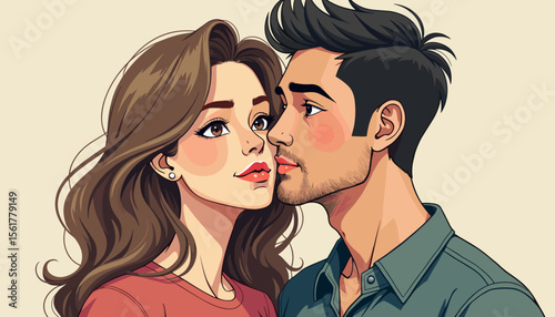 Couple in love sharing a kiss against a plain background