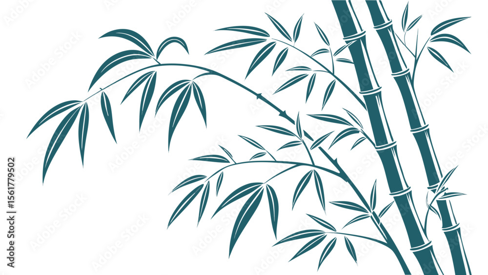 Naklejka premium Japanese-style bamboo ink illustration painting in white background vector illustration