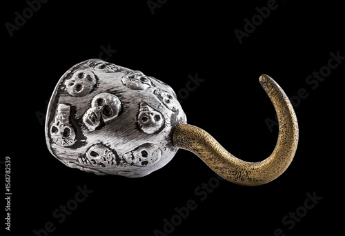 Pirate hook arm isolated on black background with clipping path