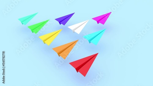 color paper planes fly airplanes circle move