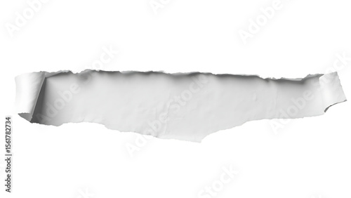 Ripped torn paper edges isolated with clipping path on black background