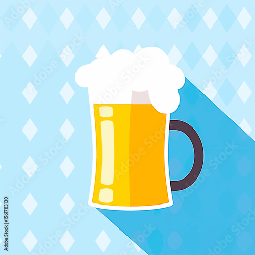 From the series "oktoberfest", beer mug on the background of traditional bavarian ornament