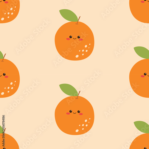 Cute orange seamless pattern background. Vector illustration cartoon flat style