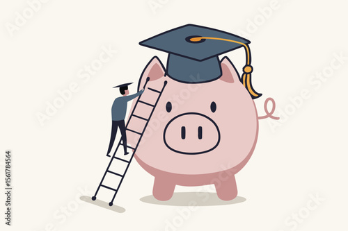  Education fund, cost and expense in books, course study, saving money to achieve degree and graduation concept