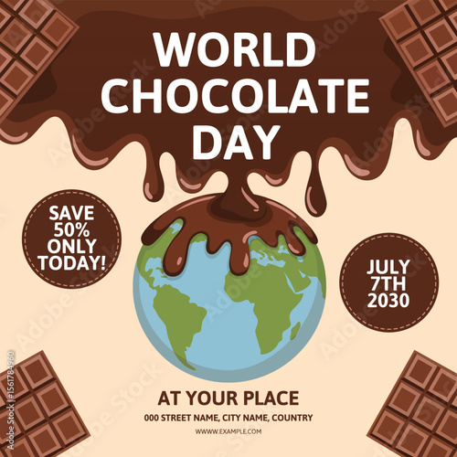 World chocolate day flyer poster template design