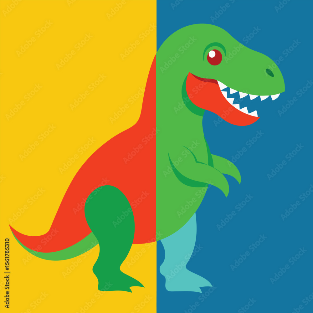 Naklejka premium Dynamic split view cartoon illustration with vibrant color palette