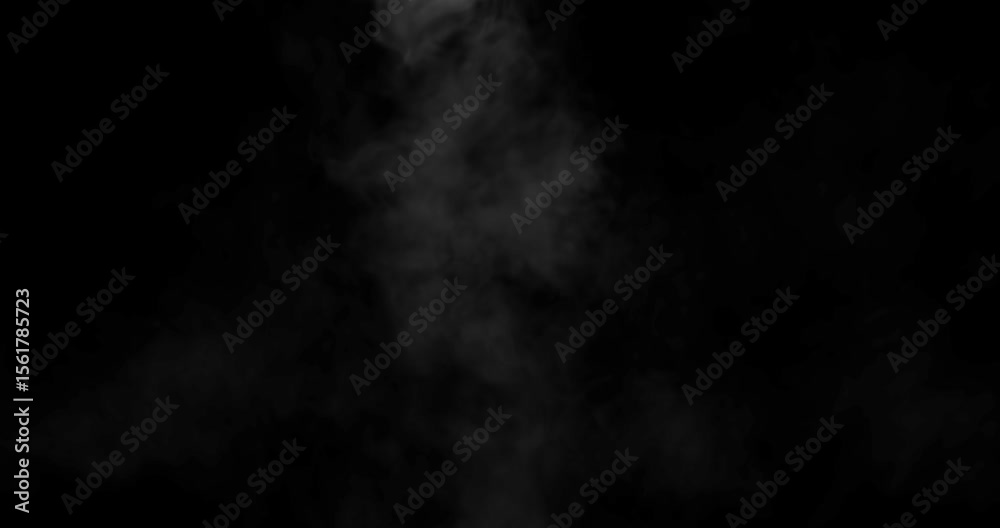 A stream of smoke descends from above on a black background in super slow motion. Realistic fog overlay from clouds of smoke. Just drag it and change the blending mode to screen or add.