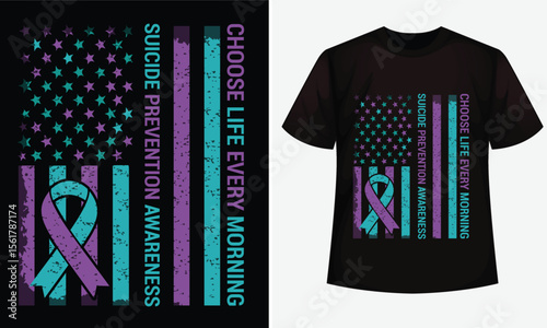 Suicide prevention awareness design for t-shirt, bags, mugs, stickers, banner, poster, icon, logo etc. Fully Editable Print Ready Template - Vector.