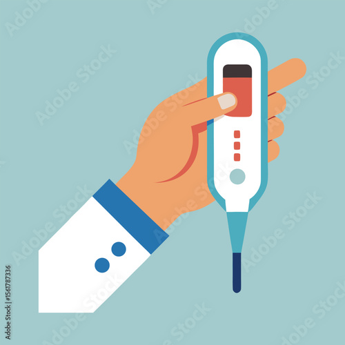 Doctor s hand holding a digital thermometer representing health medical check up and temperature measurement