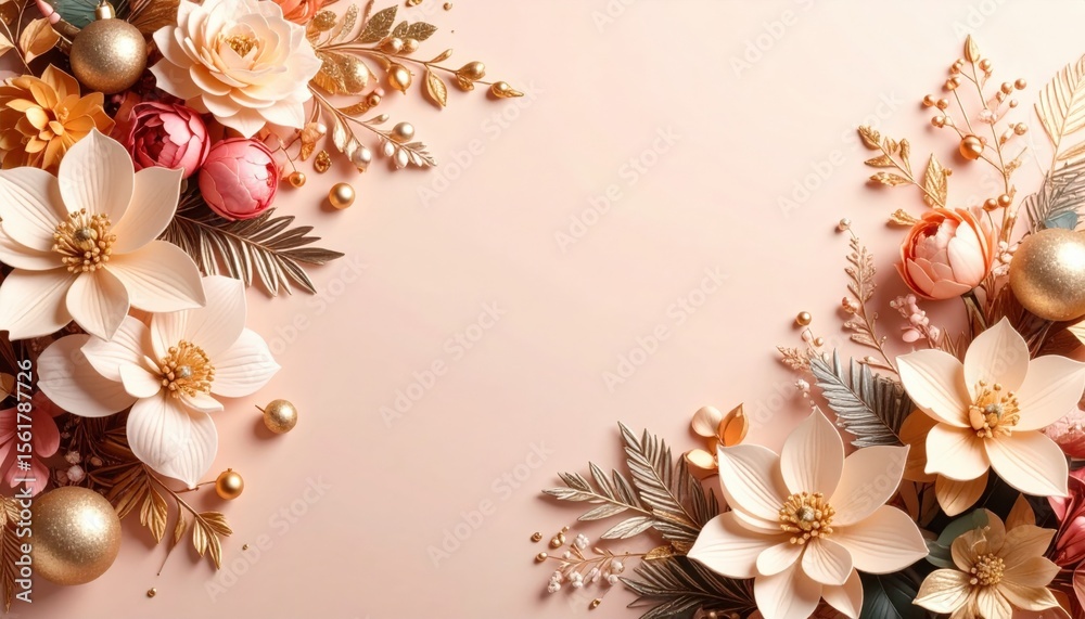 Obraz premium Elegant floral arrangement studio digital artwork pastel background close-up beauty and aesthetics