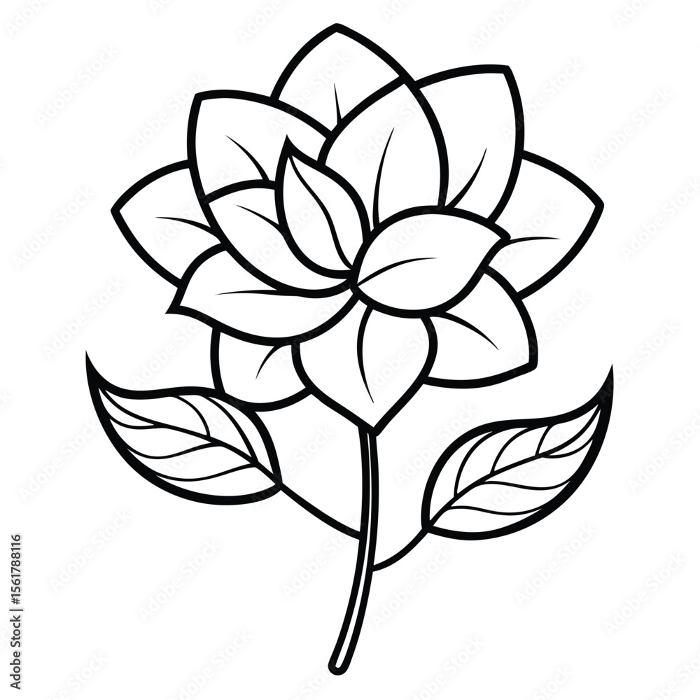 Obraz premium Simple black and white cartoon Flower coloring page for children