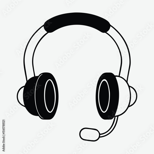 Black headphones isolated on white background for music and audio listening