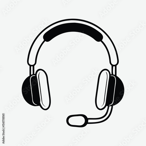 Black headphones isolated on white background for music and audio listening