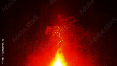 Fiery red-orange flames unfold vividly against a dramatic dark grunge background, capturing the power of the fire element. Vector illustration