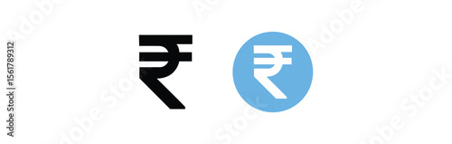  rupee icon set in two styles isolated on white background . Vector