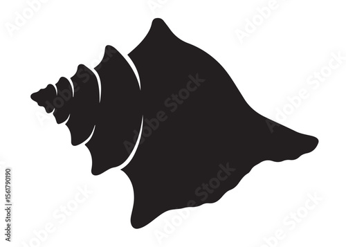 conch shell logo silhouette vector, conch shell logo icon silhouette, silhouette seashell aquatic animal black design, ornate black seashell logo silhouettes vector on a white background