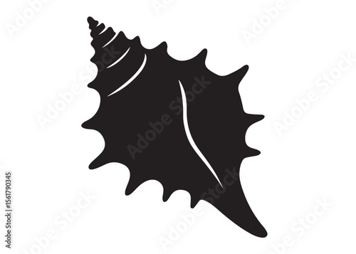 conch shell logo silhouette vector, conch shell logo icon silhouette, silhouette seashell aquatic animal black design, ornate black seashell logo silhouettes vector on a white background