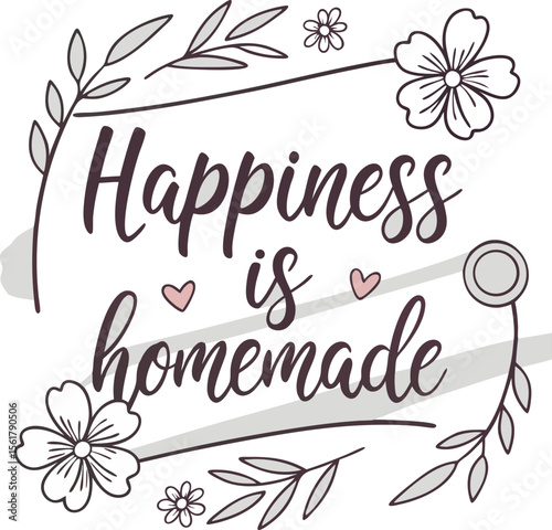  pastel vintage quote happiness is homemade .t-short design 