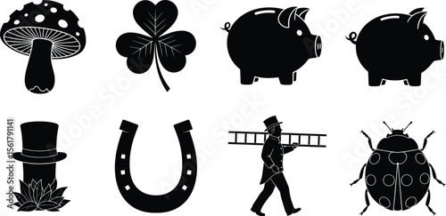 Lucky charm new year's eve elements icons