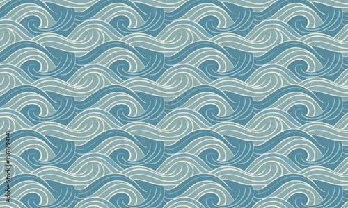 Traditional Japanese Style Ocean Wave Pattern