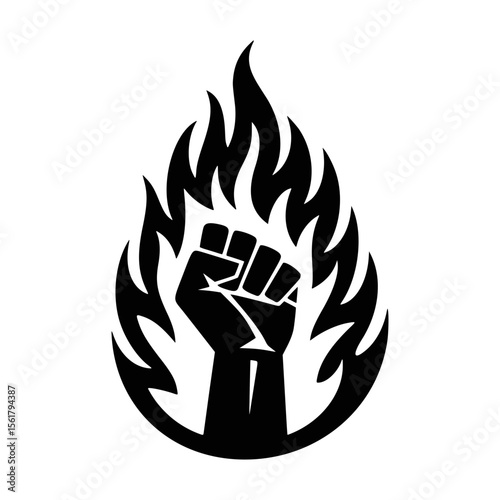 Powerful Fist Emblazoned with Fiery Flames