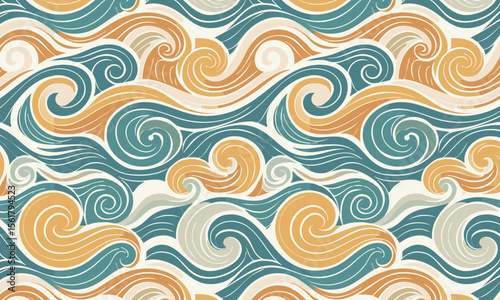 Traditional Japanese Ornamental Wave Pattern