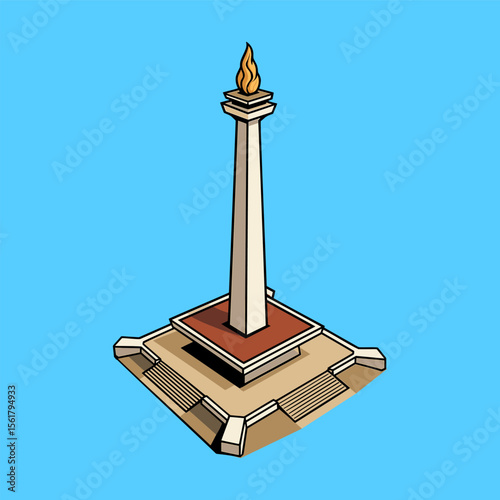 Monas national monument of indonesia Illustration
