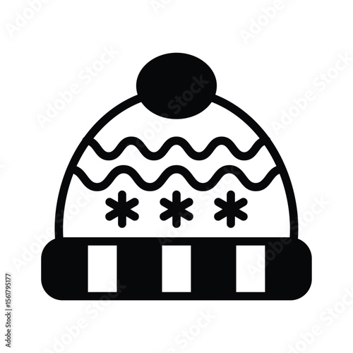 A captivating glyph style icon of winter beanie