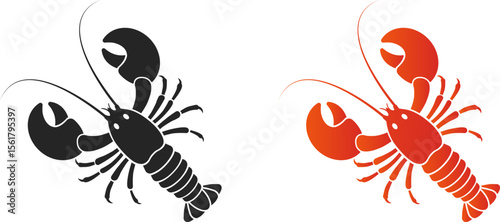Red lobster, crawfish, crayfish clipart icon vector illustration