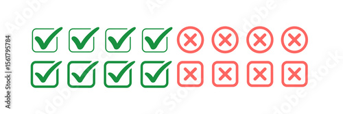 Green check mark and red cross icons for approval and rejection decisions