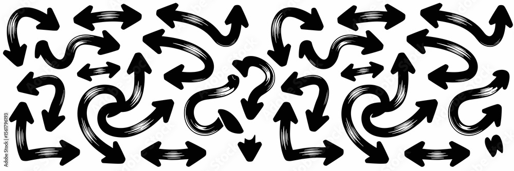 Set of hand drawn arrows, direction, vector illustration, design elements Set of hand drawn arrows, direction, vector illustration, design elements