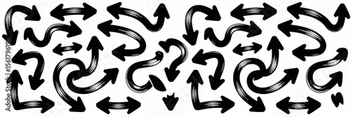 Set of hand drawn arrows, direction, vector illustration, design elements