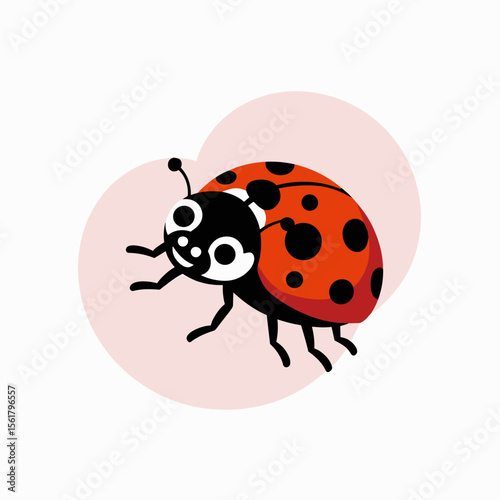 Cartoon ladybug illustration, insect, red, black, cute, adorable, nature, animal, bug, vector