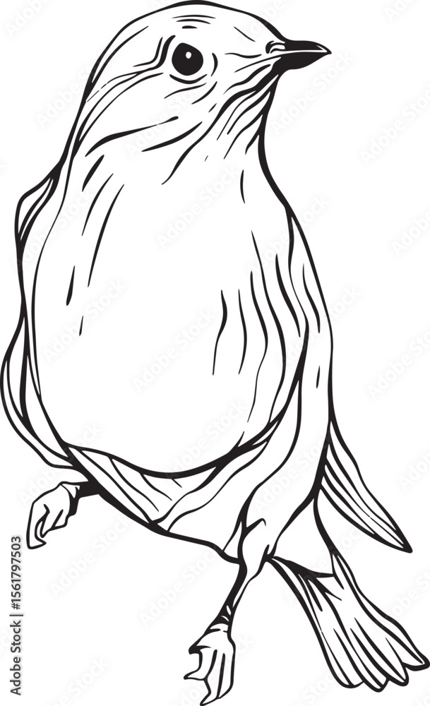 Obraz premium A bird in elegant linework, its poised stance and defined feathers evoke grace and natural motion, blending clarity, texture, and organic symmetry in serene detail