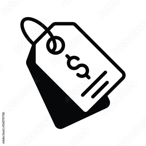 Easy to edit glyph icon of price tag, ready for premium use