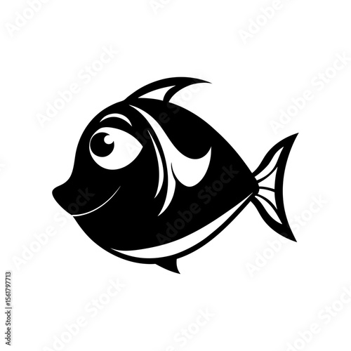 Blue tang head full black silhouette ocean fish profile vector illustration