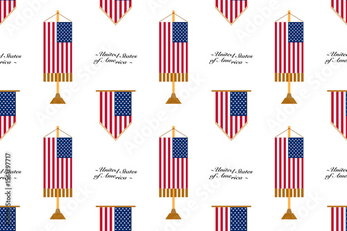 Seamless pattern background with the USA flag and country name
