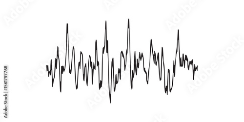 Black line graph showing fluctuating data on a white background, resembling a sound wave or heart rate monitor.