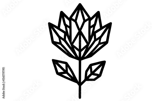 Vector Illustration of Geometric Crystalline Flower Icon