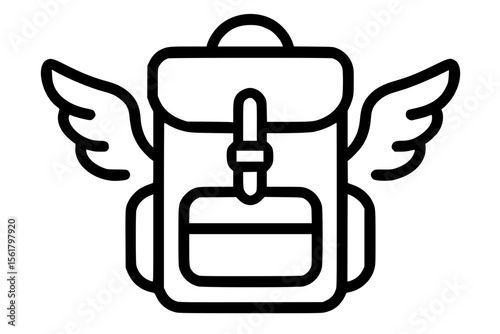 Vector Illustration of a Fantasy Winged Backpack Symbolizing Adventure and Freedom