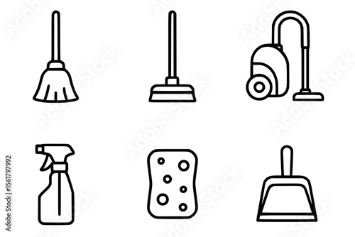 Vector Illustration of Minimalist Cleaning Icon Set