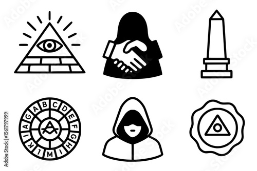 Vector Illustration of Secret Society Symbol Icon Set