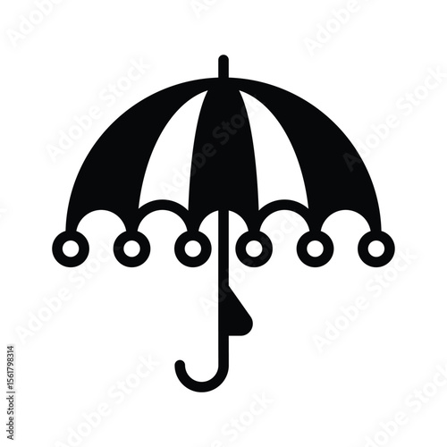 Eye catchy glyph style icon showing fancy umbrella