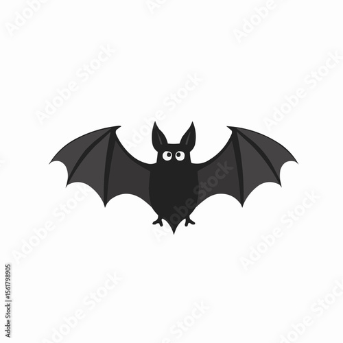 Cartoon bat flying with open wings on white background    on vector style 