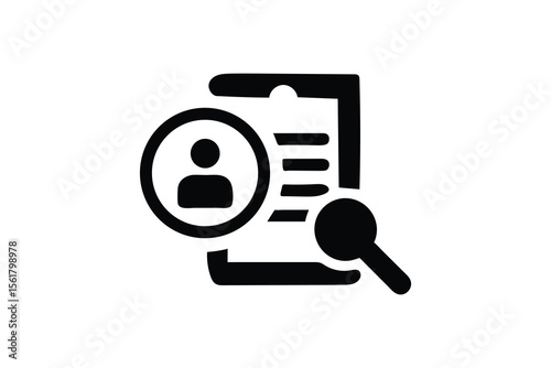 Applicant Profile Review:  Detailed Document Inspection with Magnifying Glass, Serious Tone, Professional Business Context.