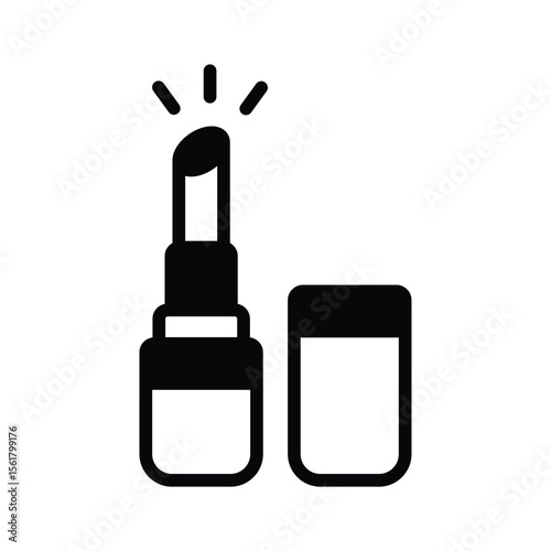 Creatively designed glyph style icon showing red lipstick