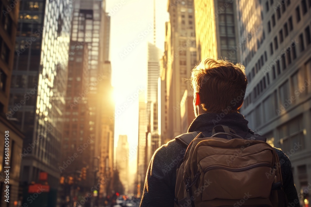 Man in City at Sunset Man in City at Sunset