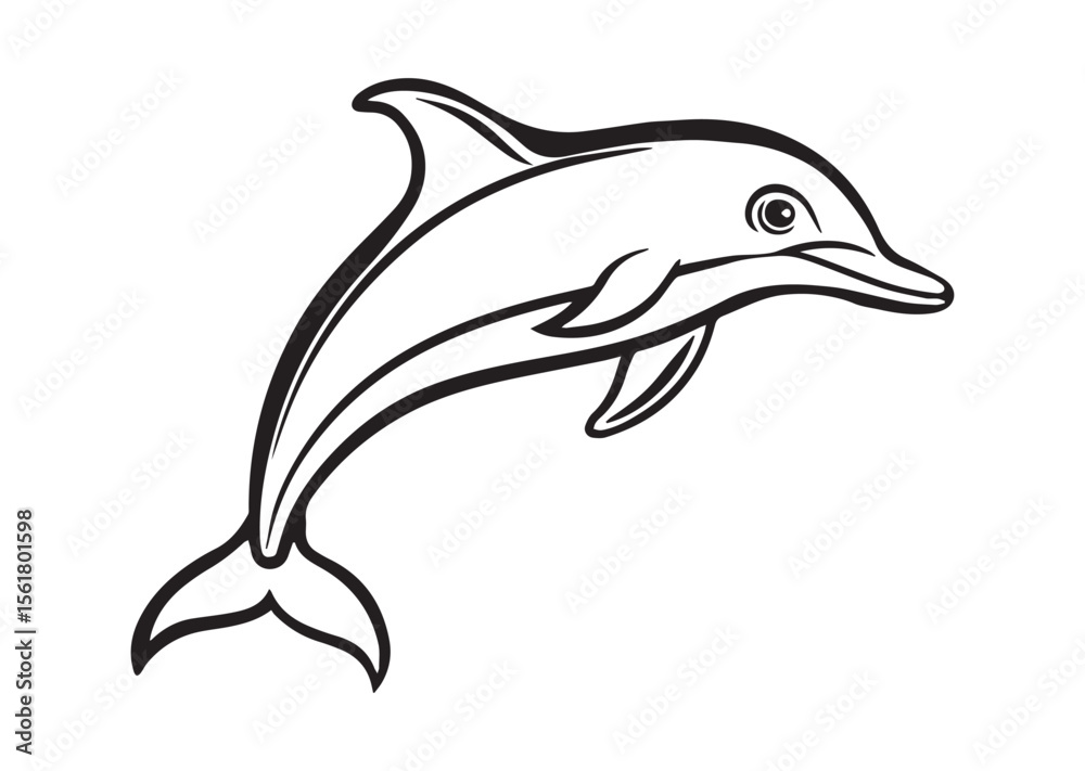 Fototapeta premium Dolphin Silhouette, Dolphin Vector, Dolphin Icon Illustration