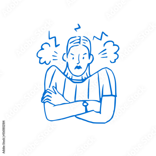 Crazy and wild emotion men illustration.