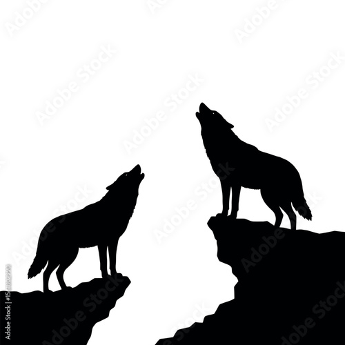 wolf black silhouettes vector